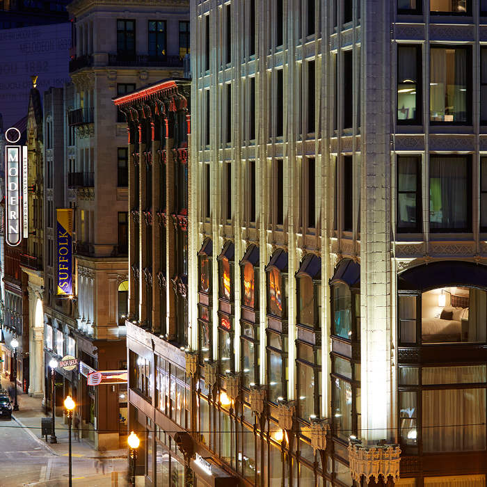 Godfrey Hotel Boston exterior at night