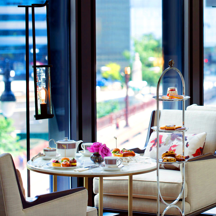 Langham Chicago table set for tea